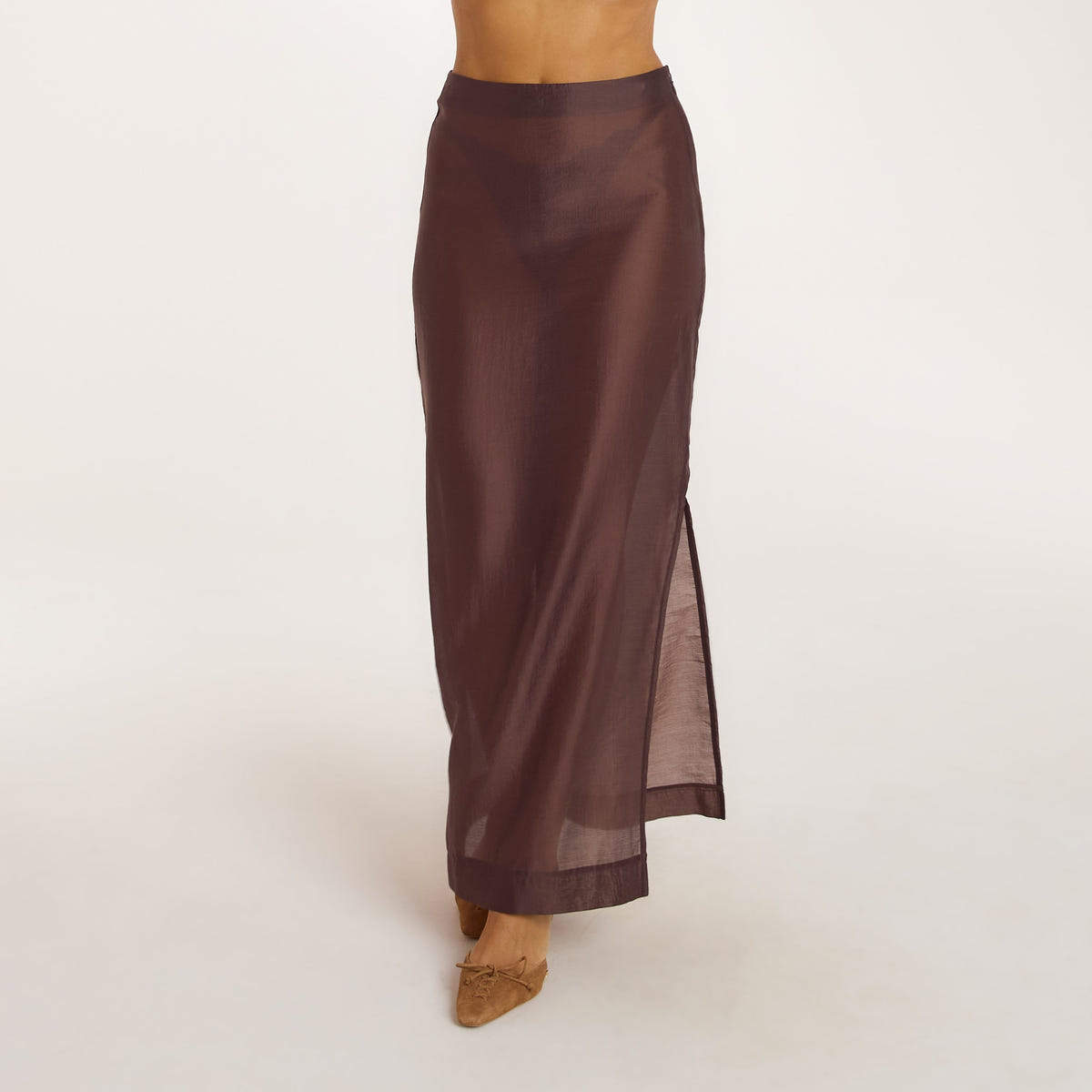 Sheer Maxi Skirt - Chocolate