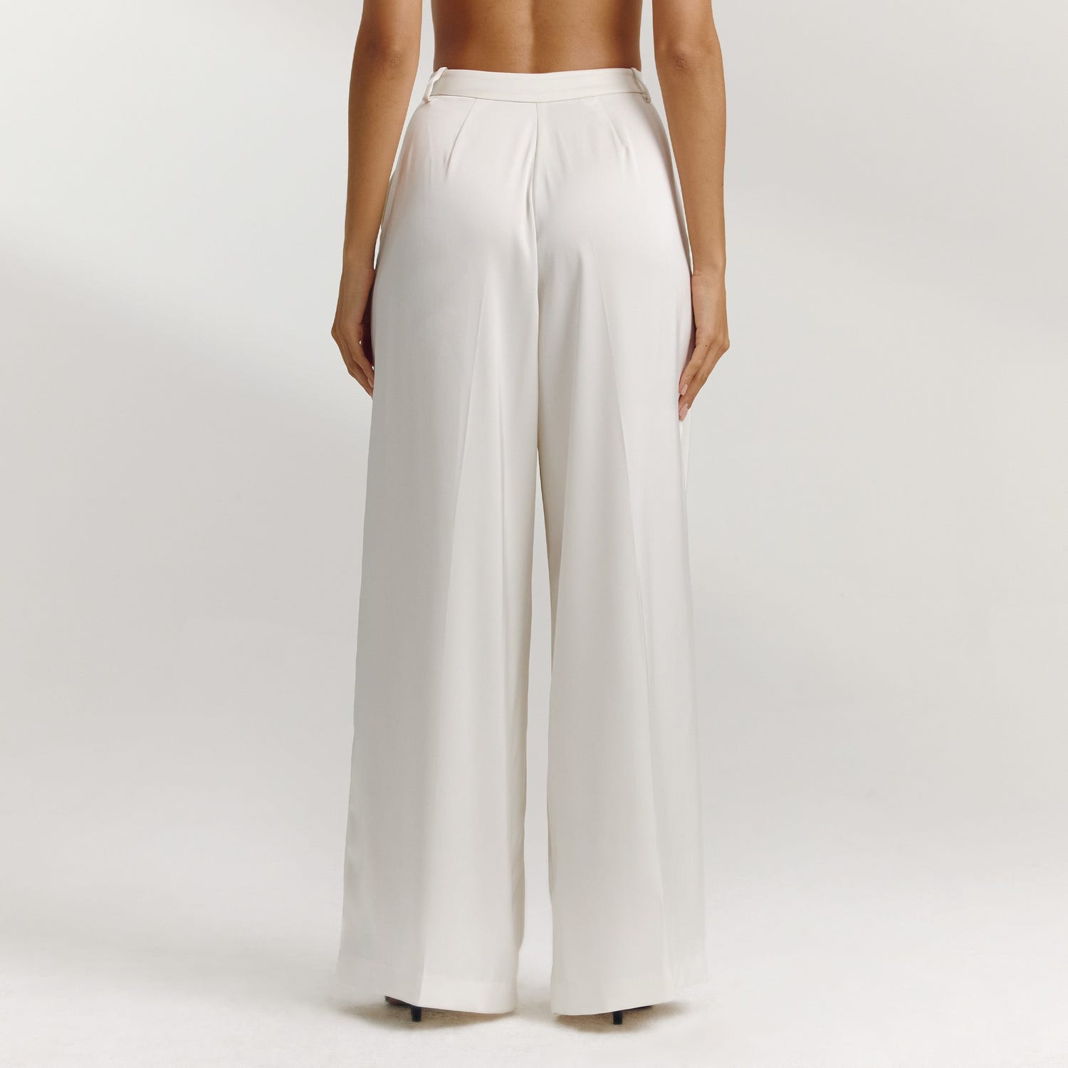 Satin Wide-Leg Pants - Off White