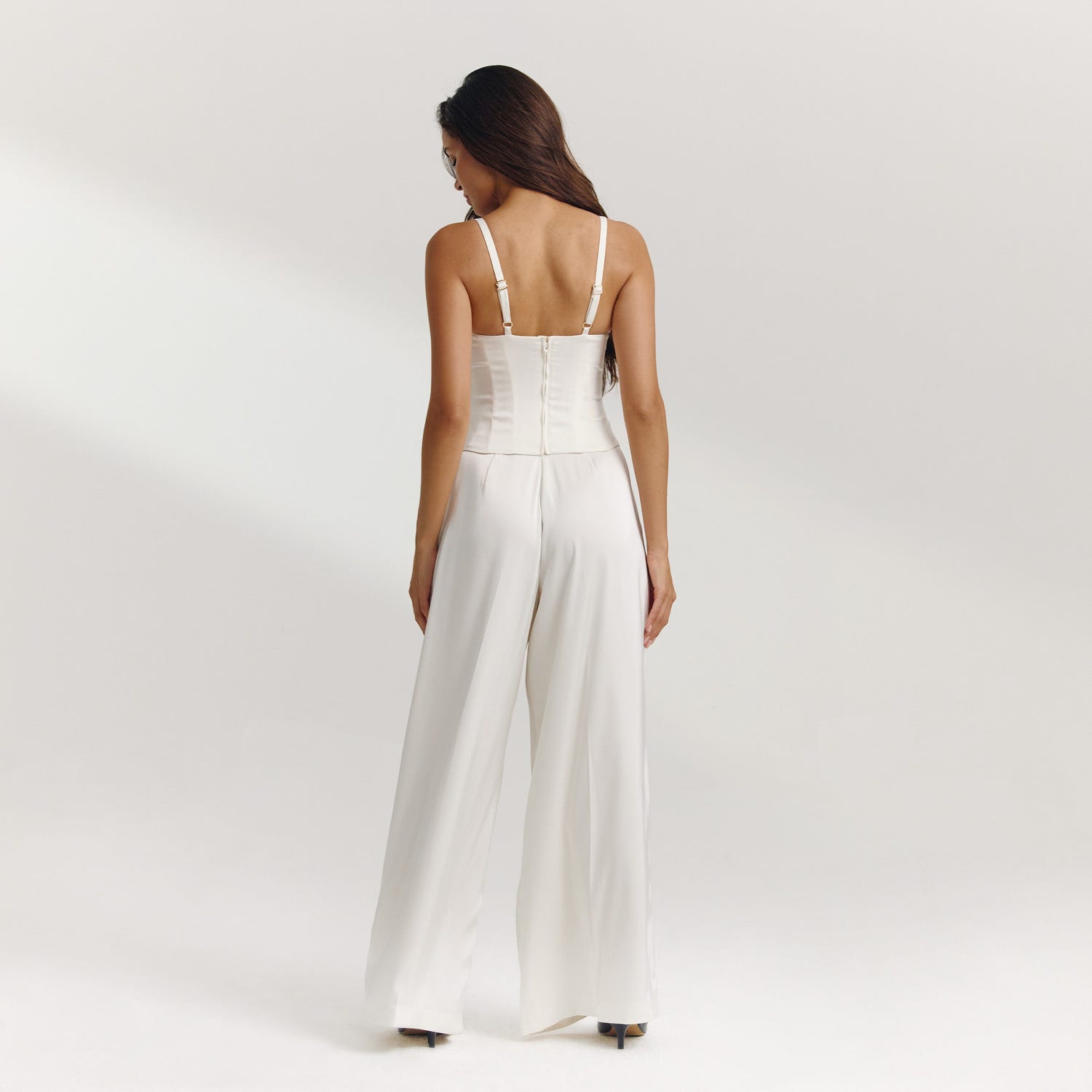 Satin Wide-Leg Pants - Off White