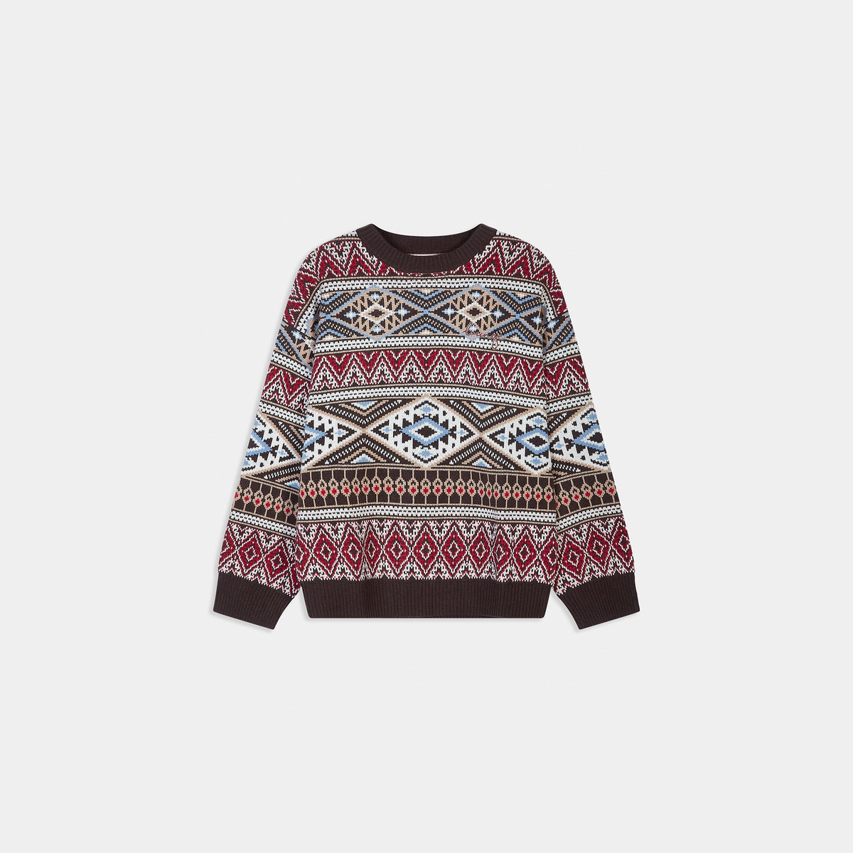 Fairisle Knitted Jumper - Brown/Red
