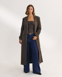 Oversized Longline Blazer - Dark Brown