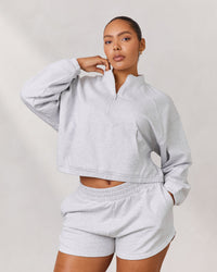 Varsity Quarter Zip Sweater - Frost Melange
