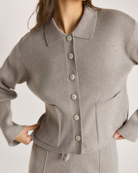 Knitted Oversized Shirt - Warm Grey