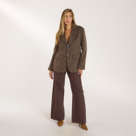 Oversized Wool Blend Blazer - Mink