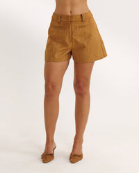 Suedette Shorts - Tan