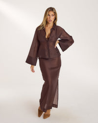 Sheer Maxi Skirt - Chocolate