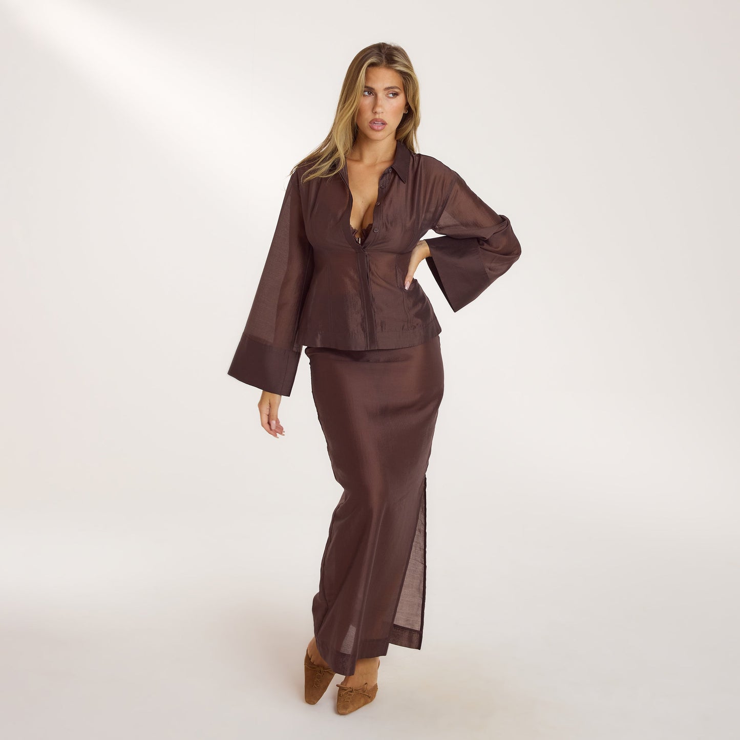 Sheer Maxi Skirt - Chocolate