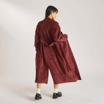 Suedette Trench Coat - Burgundy
