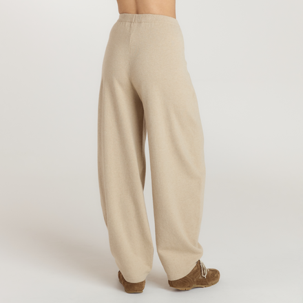 Barrel Leg Knitted Joggers - Oatmeal Marl