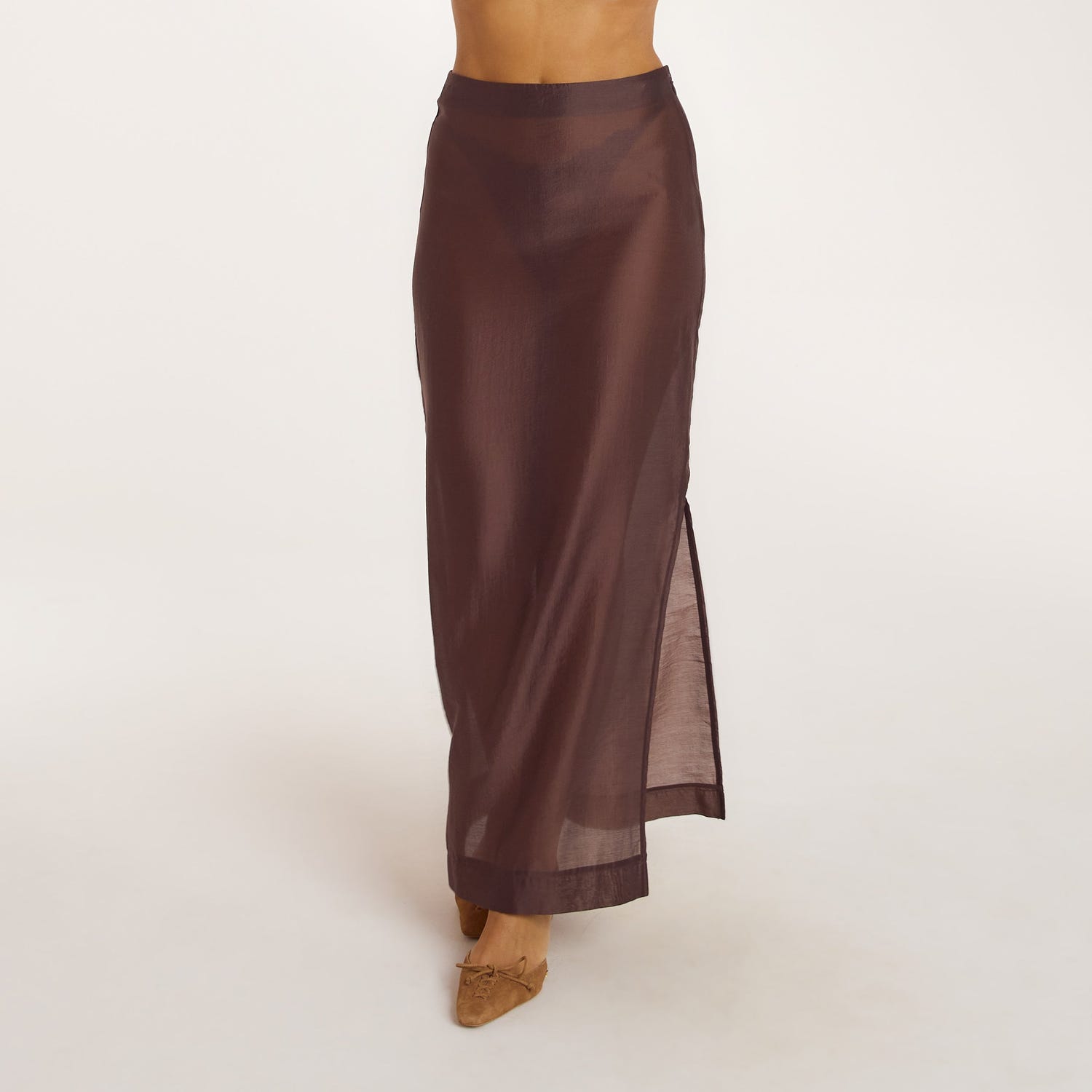 Sheer Maxi Skirt - Chocolate