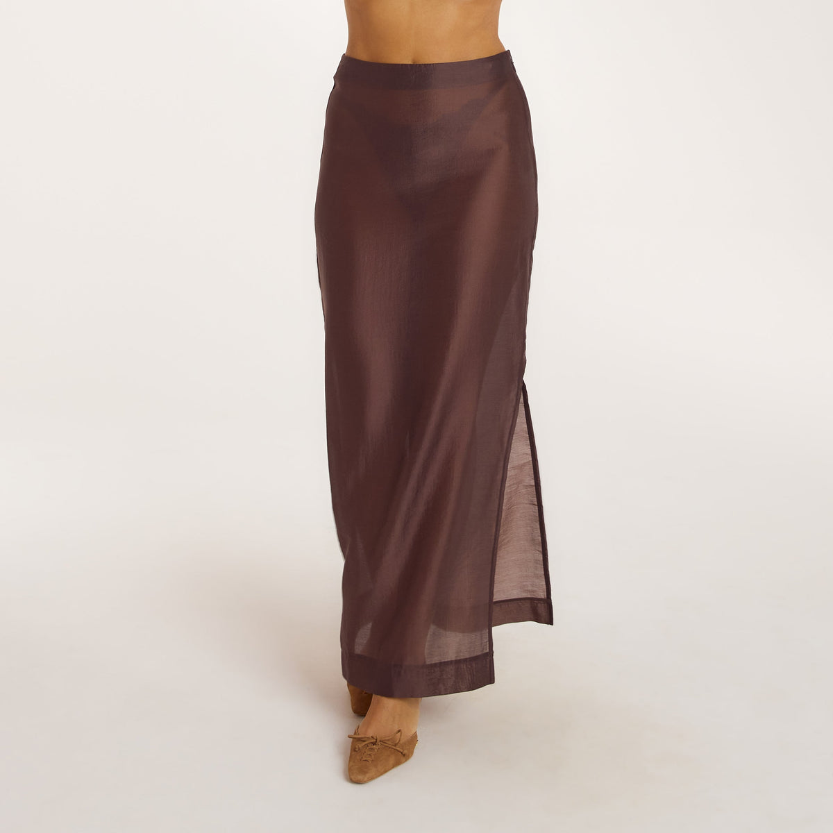 Sheer Maxi Skirt - Chocolate