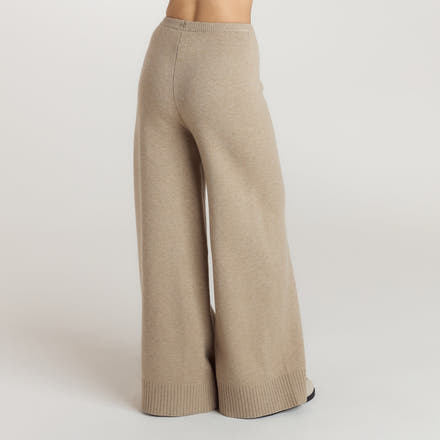 Ribbed Hem Knitted Trousers - Mink