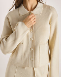 Knitted Oversized Shirt - Cream