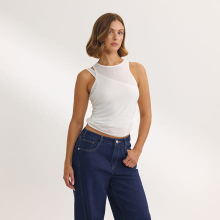 Layered Tank Top - White