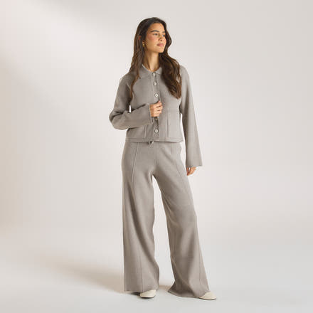 Knitted Oversized Shirt - Warm Grey