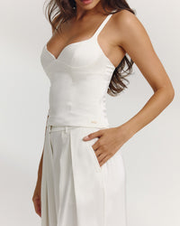 Satin Structured Top - Off White