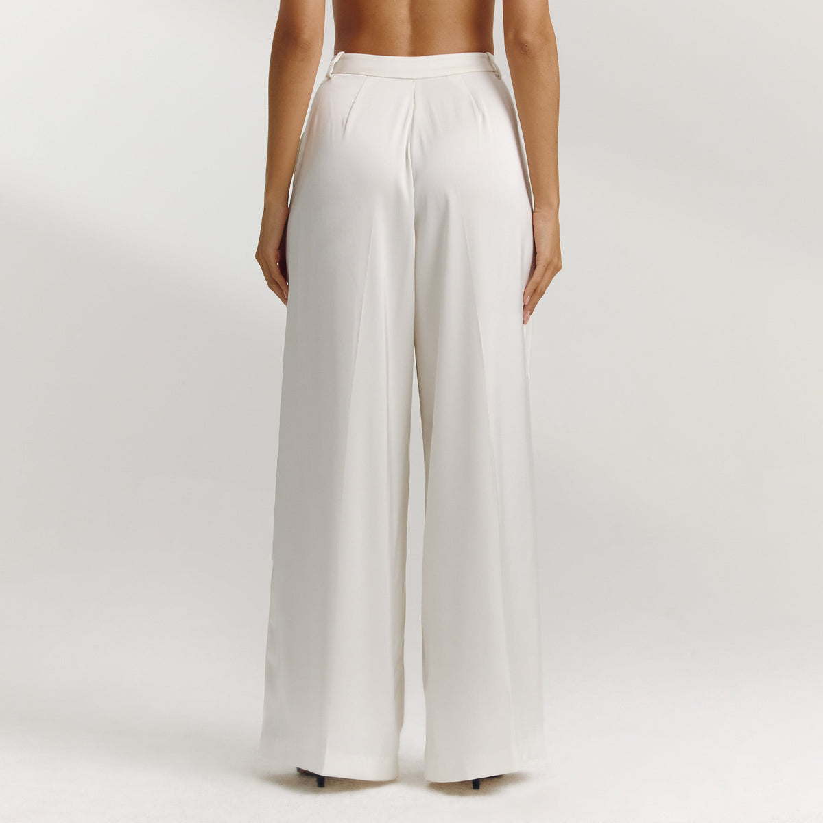 Satin Wide-Leg Pants - Off White