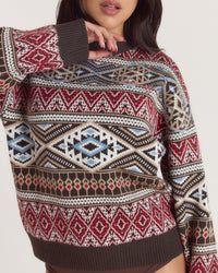 Fairisle Knitted Jumper - Brown/Red