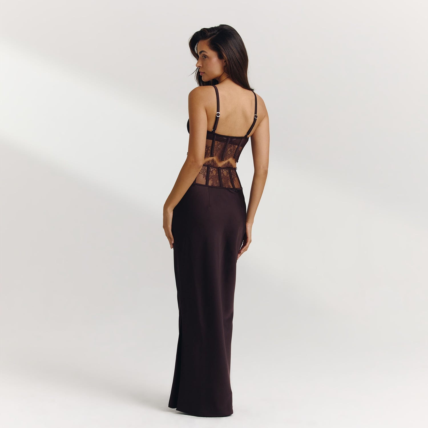 Boned Lace Top (Set) - Dark Chocolate