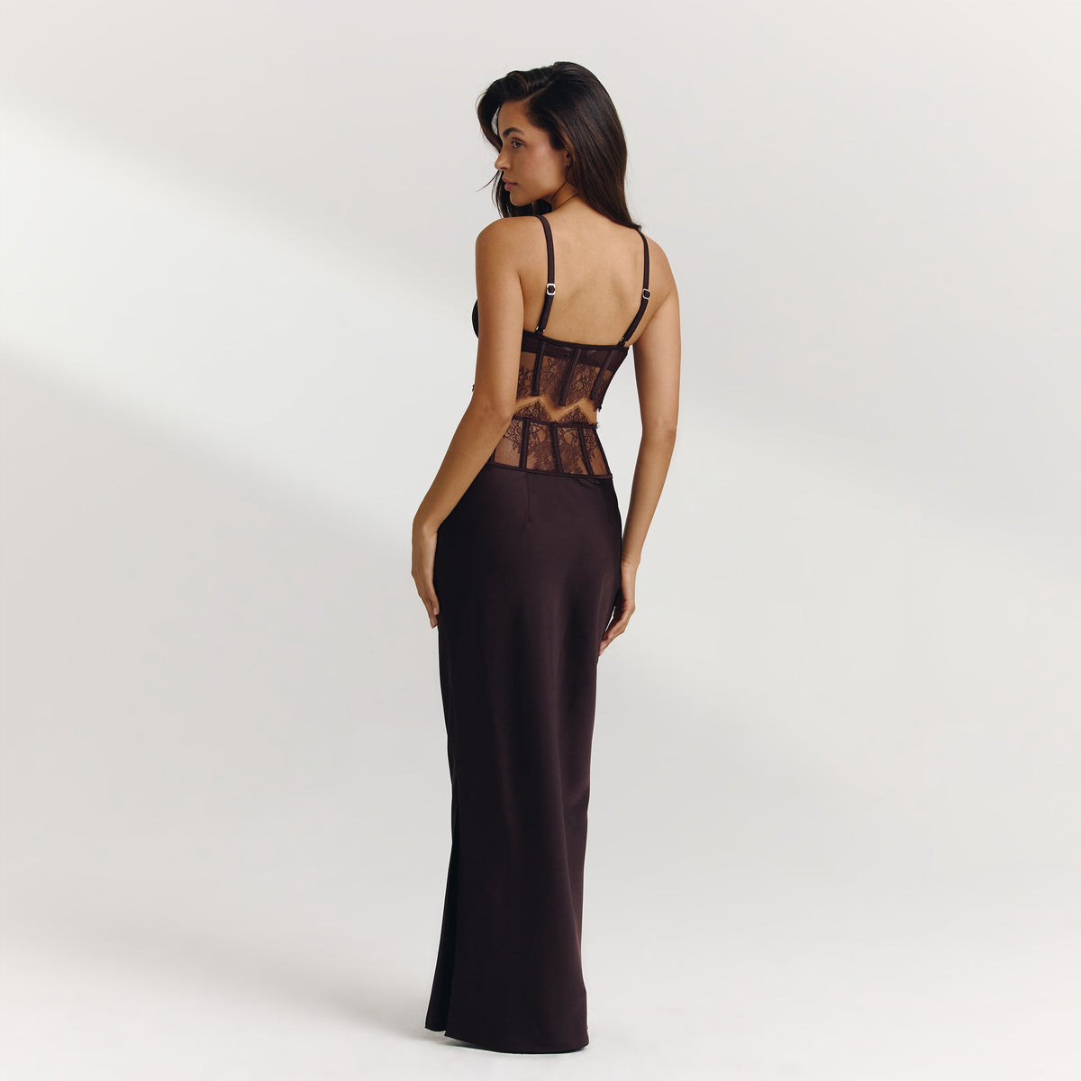 Boned Lace Top (Set) - Dark Chocolate