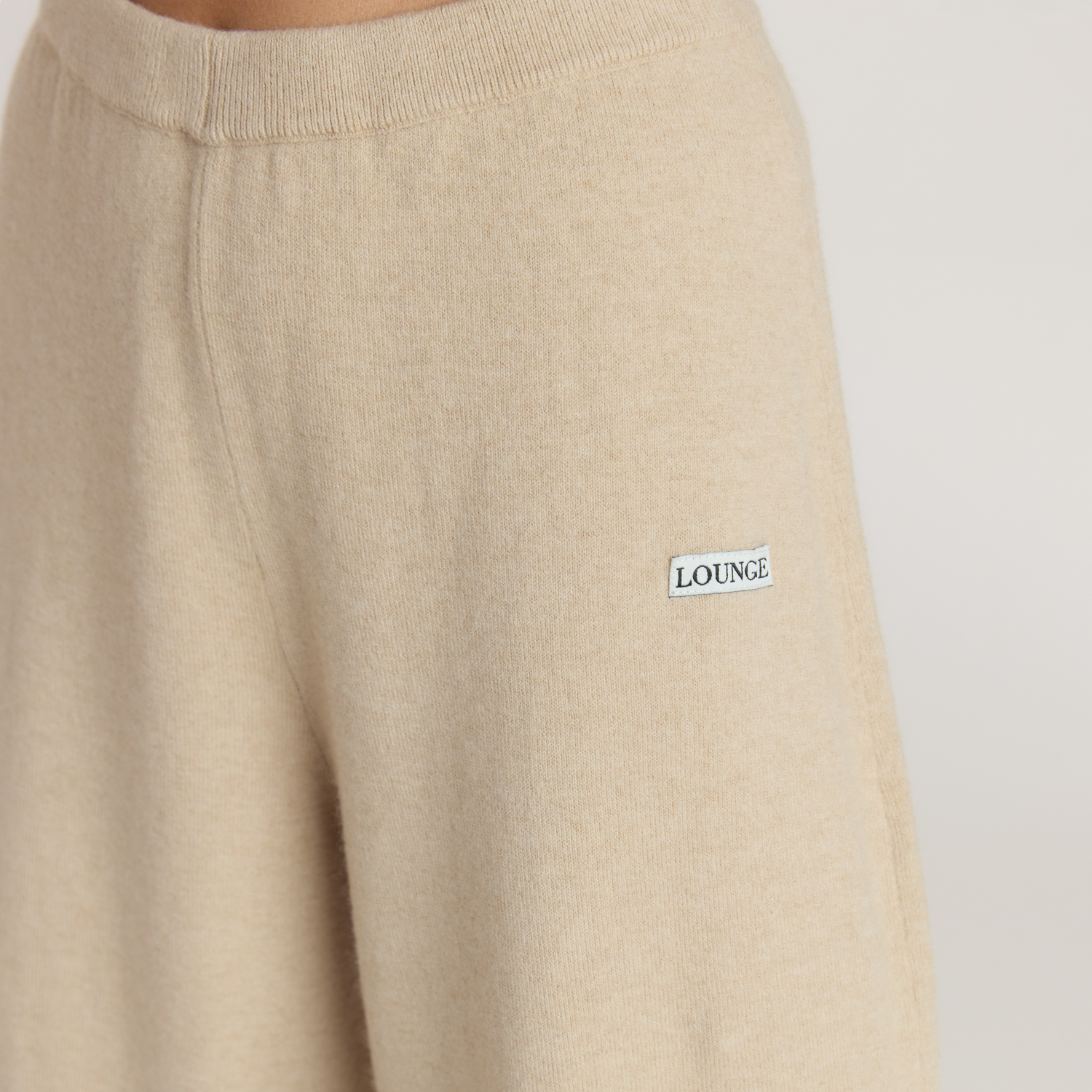 Barrel Leg Knitted Joggers - Oatmeal Marl