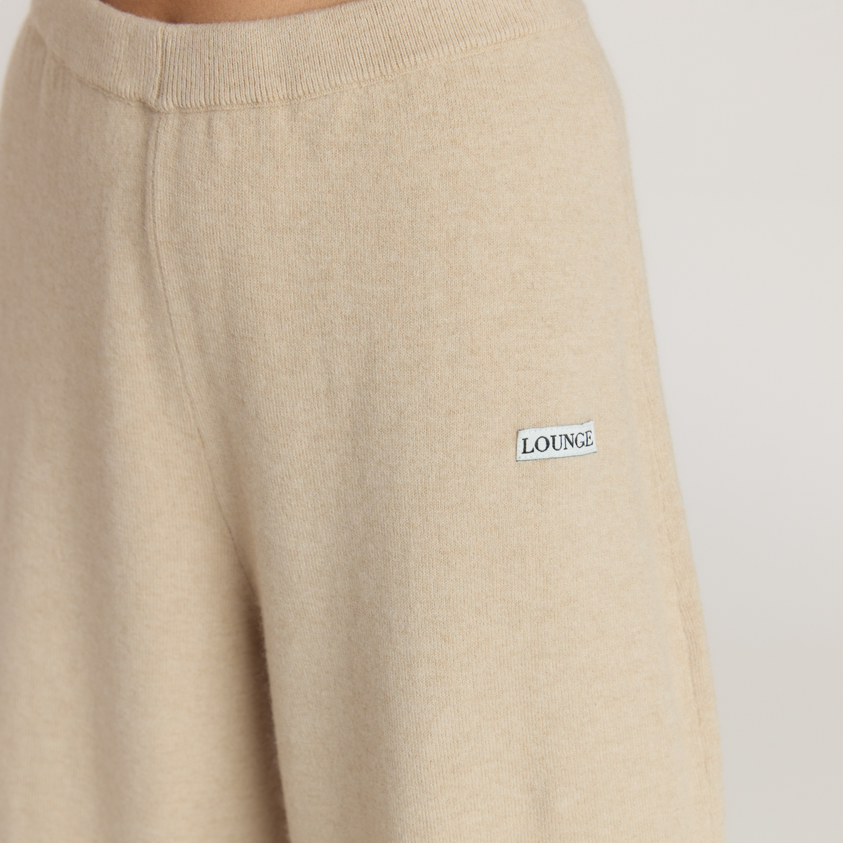 Barrel Leg Knitted Joggers - Oatmeal Marl
