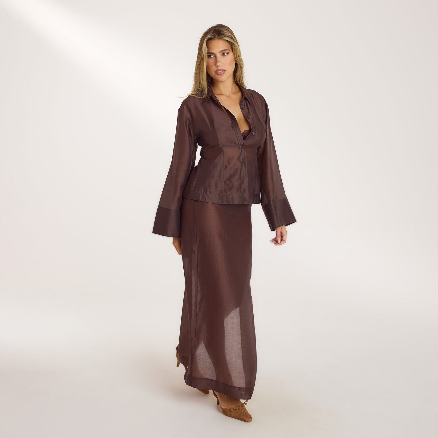 Sheer Maxi Skirt - Chocolate