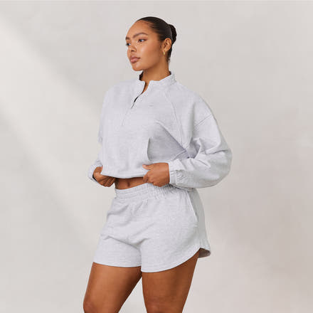 Varsity Quarter Zip Sweater - Frost Melange