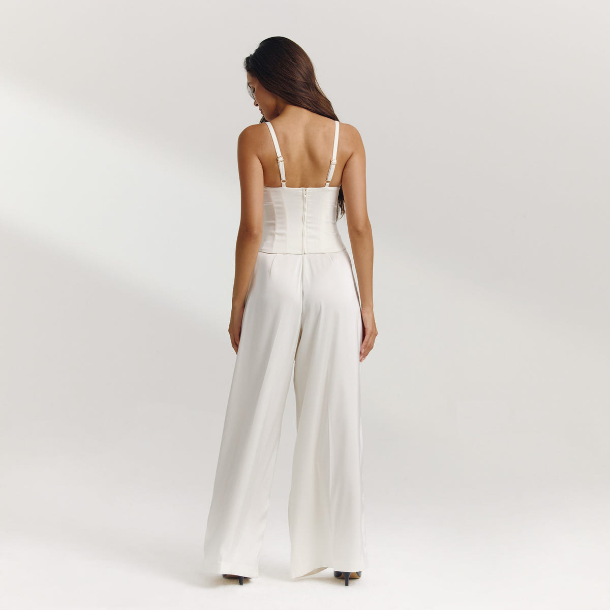 Satin Wide-Leg Pants - Off White