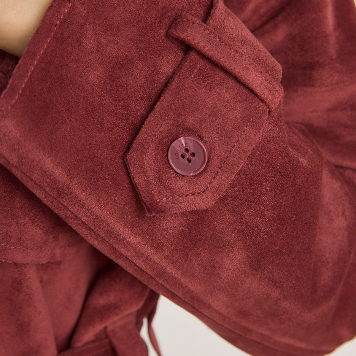 Suedette Trench Coat - Burgundy
