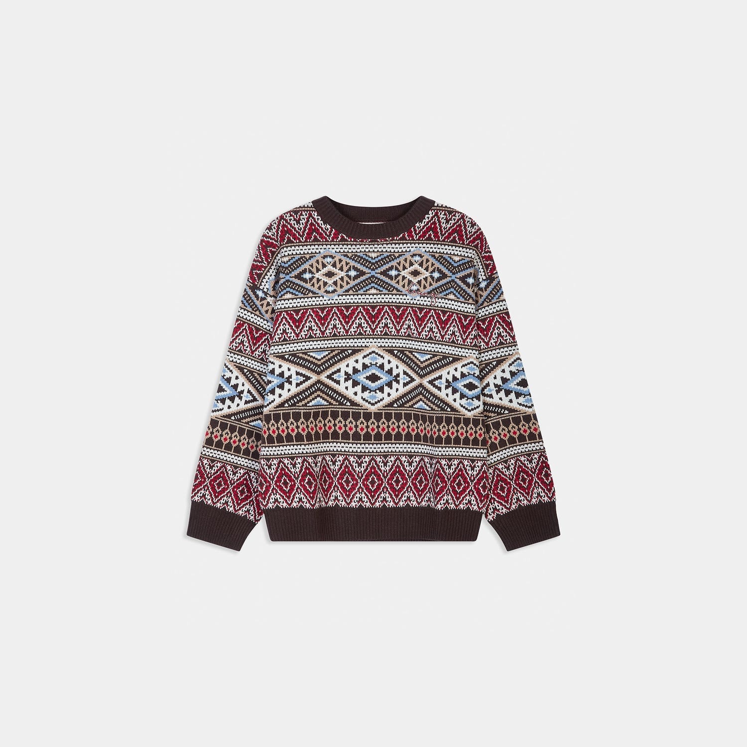 Fairisle Knitted Jumper - Brown/Red