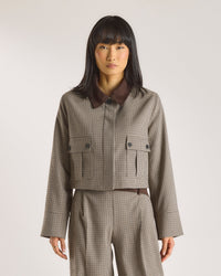 Houndstooth Jacket - Brown